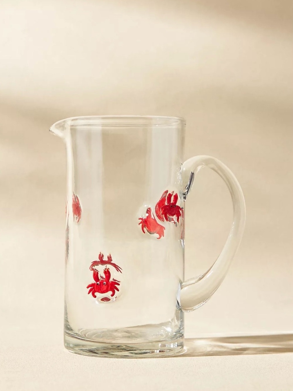 NEW ANTHROPOLOGIE Marina Crab Clear Glass Pitcher